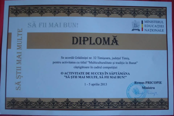 Grădinița P.P. Nr.32, Timișoara premiată în cadrul Congresului Naţional al Educaţiei