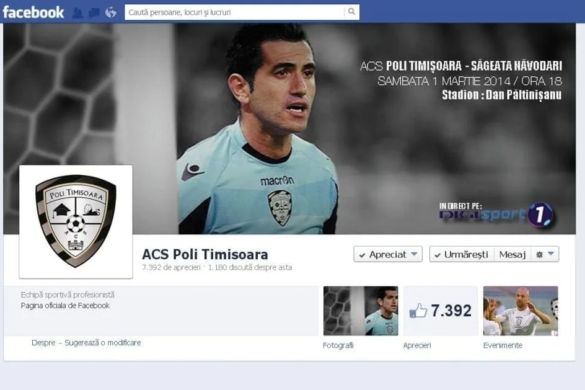 Pe Facebook stăm mai bine! Poli Timişoara este pe locul 8 în topul fanilor de pe reţeaua de socializare