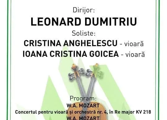 Seară Mozart cu două violoniste, la Sala Capitol
