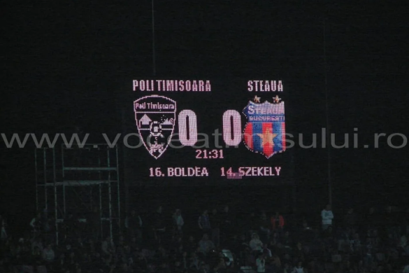 Cu tribunele pline, Poli câştigă un punct în faţa campioanei. Poli Timişoara 0-0 Steaua Bucureşti FOTO