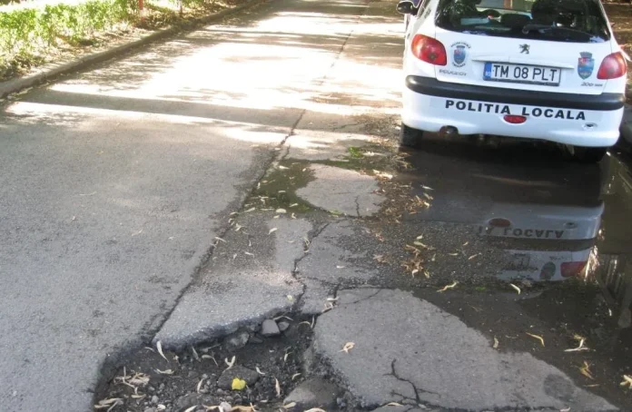 Problemele din CINCI cartiere din Timișoara verificate de polițiștii locali. Spune-ți și tu OFF-ul! FOTO groapa jpg