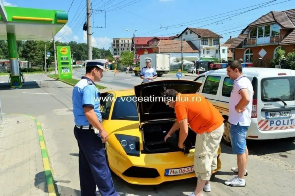 Țigan din Clanul Cârpaci, prins de polițiștii din Timișoara, la volanul unui LAMBORGHINI cu numere FALSE! FOTO/VIDEO