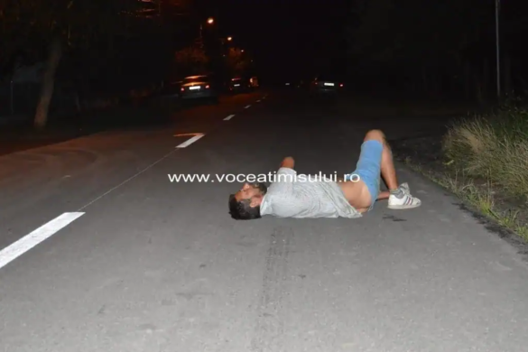 Cine-o pus bețâcu-n drum…? Caz ȘOCANT la Timișoara. Un bărbat beat, zăcea LAT pe mijlocul străzii FOTO