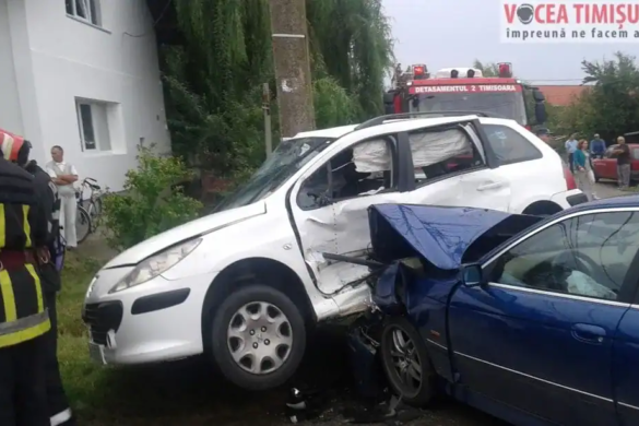 Accident CUMPLIT la GIROC! Un BMW a intrat violent într-o coloană de mașini aflate la NUNTĂ! FOTO