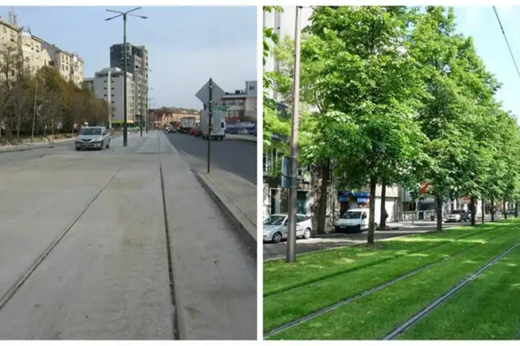Încă un ”MINUS” la reabilitarea străzii Ștefan cel Mare. De ce se toarnă BETON în loc să se pună GAZON între șinele tramvaielor FOTO
