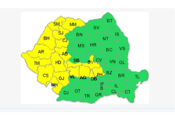 Județul TIMIȘ, sub COD GALBEN! Vânt puternic și ploi însemnate cantitativ până mâine dimineață