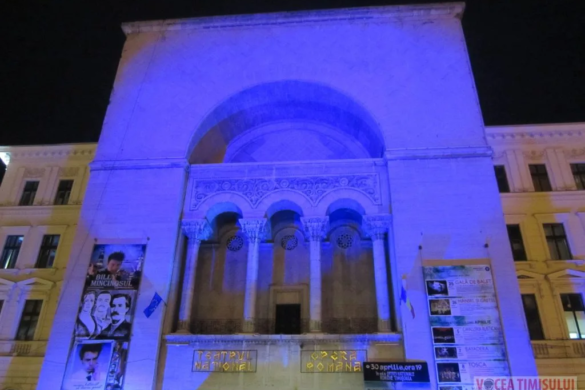 Opera Română din Timișoara, ”vopsită” în albastru de Ziua Internațională a Autismului FOTO