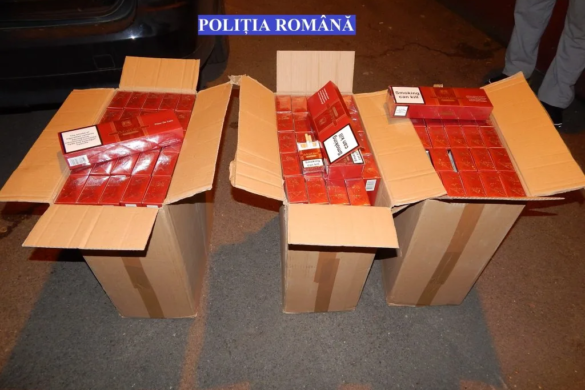 Baxuri întregi de pachete cu țigări, depistate într-o mașină oprită de polițiști la Remetea Mare FOTO