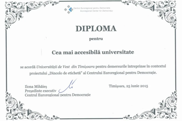 UVT, un nou PREMIU! De ce a primit distincția ”Cea mai accesibilă universitate”