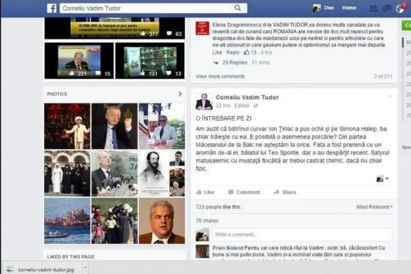 Într-o ultimă postare pe Facebook, Corneliu Vadim Tudor îl făcea CURVAR pe Ion Țiriac. De ce îl acuza pe omul de afaceri