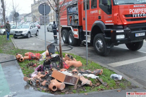 Incendiu la un magazin de haine pe strada Brancoveanu din Timişoara