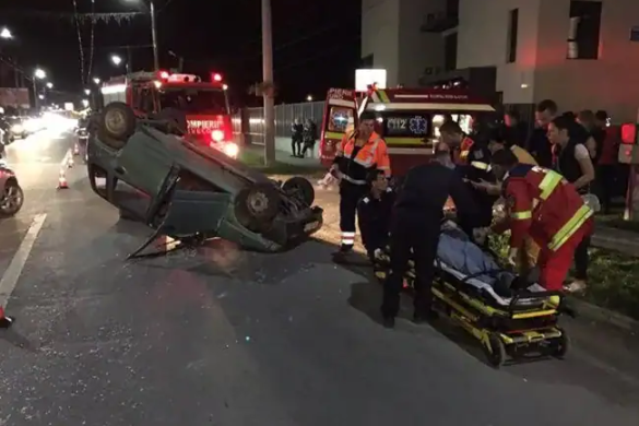 Accident în apropiere de Timișoara: o femeie a ajuns la spital după ce mașina pe care o conducea s-a răsturnat