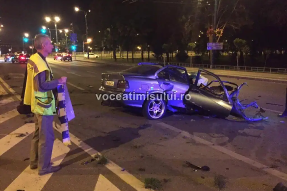 Accident în Timișoara, după ce șoferul unui BMW s-a luat la întrecere cu cel al unui Audi