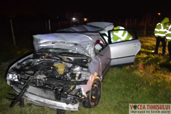 Accident grav în Giarmata, după ce un şofer fără permis a refuzat să oprească la semnalele poliţiştilor