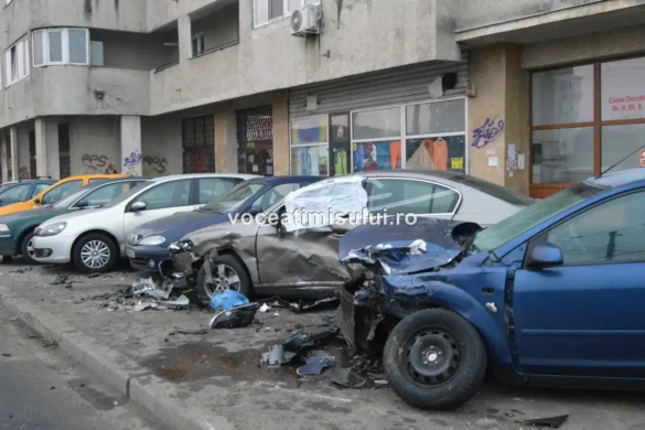 Rupt de beat la prima oră a dimineţii, a distrus cinci maşini parcate regulamentar pe Calea Dorobanţilor din Timişoara