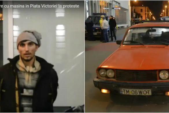 Tânăr reţinut de jandarmi, după ce a încercat să intre cu maşina la protestul din Piaţa Victoriei: „Am fugit de cei de la SRI. Mă urmăreau două BMW-uri”