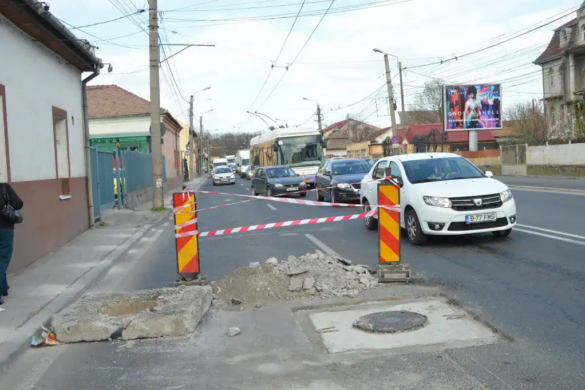 VIDEO! Haos pe Calea Lugojului. Cum au BLOCAT traficul angajaţii Super Construct