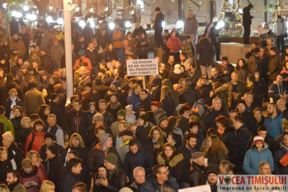 VIDEO Primul protest #rezist din 2018, la Timisoara. Peste 3.000 de oameni in strada