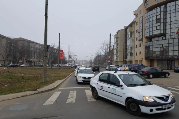 Protest al taximetriștilor din Timișoara față de Uber, în 2018
