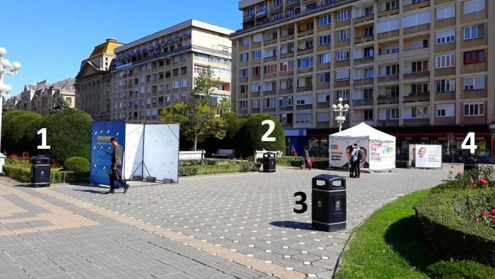 FOTO Centrul Timisoarei, ticsit cu noi cosuri de gunoi scumpe! Sunt si patru in 50 de metri