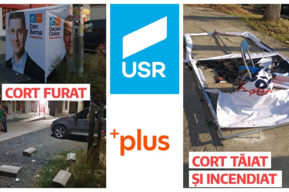 Probleme pentru USR PLUS, la Sacalaz: un cort furat, altul taiat in bucati si incendiat