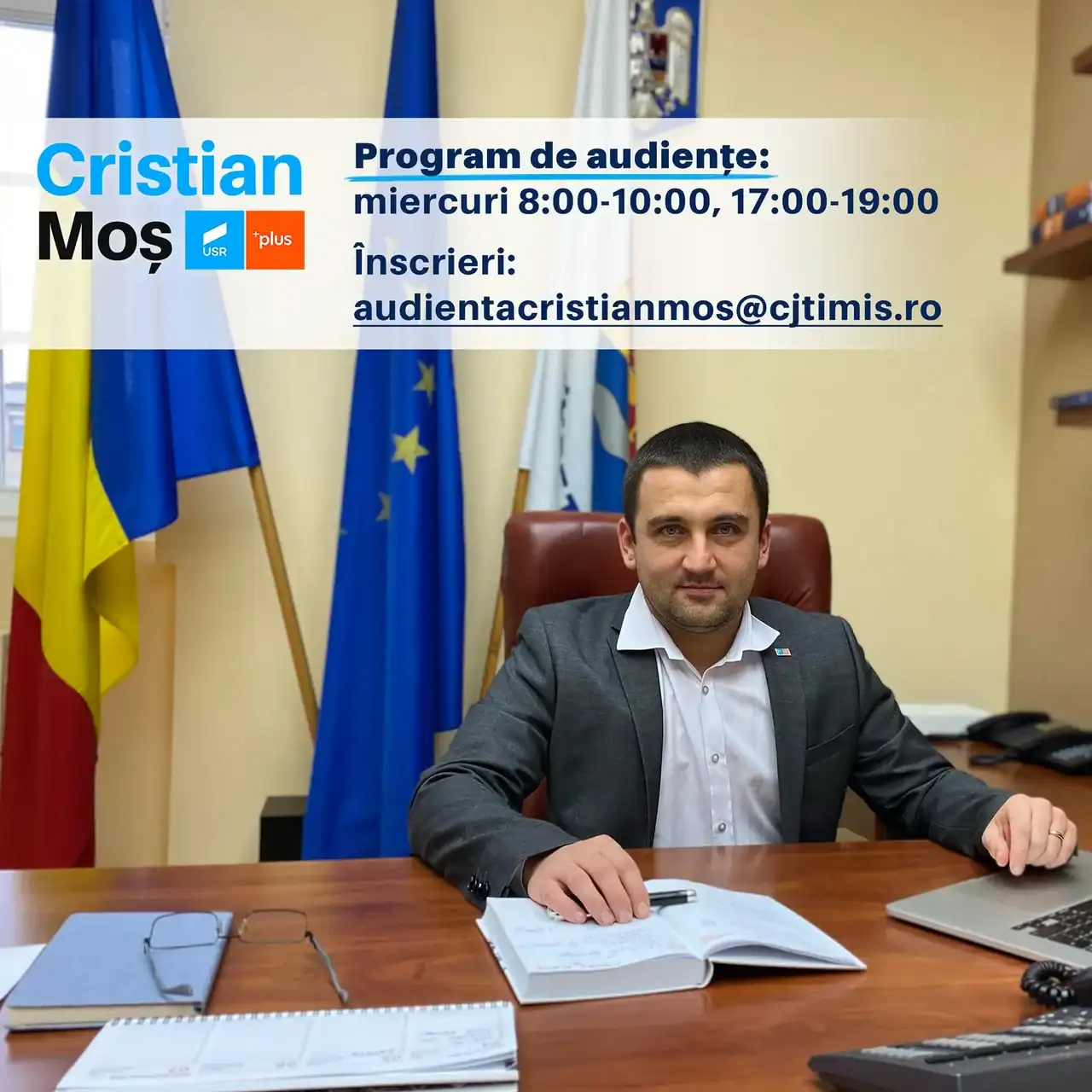 Fariseism de 10 Dan: Vicepreședintele Cristian Moș se laudă că muncește… pe banii CJ Timiș!