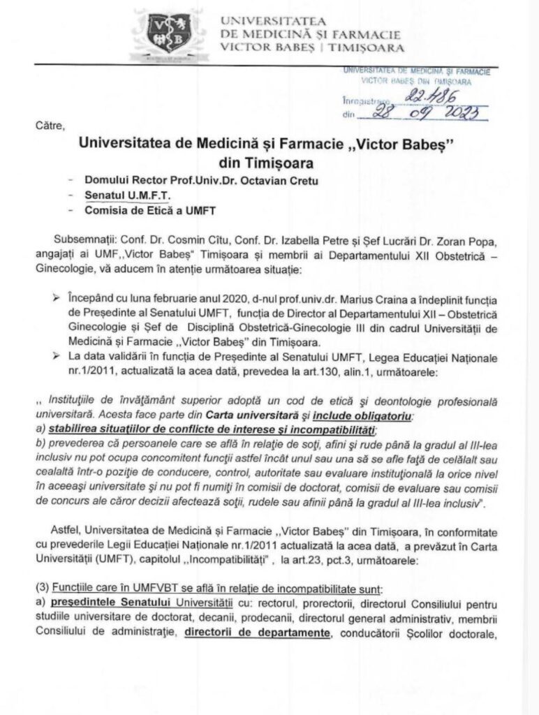 Măcel didactic! La UMF Timișoara a început, în forță, preluarea puterii și acapararea sinecurilor academice, departe de modelul revoluțiilor de catifea 8