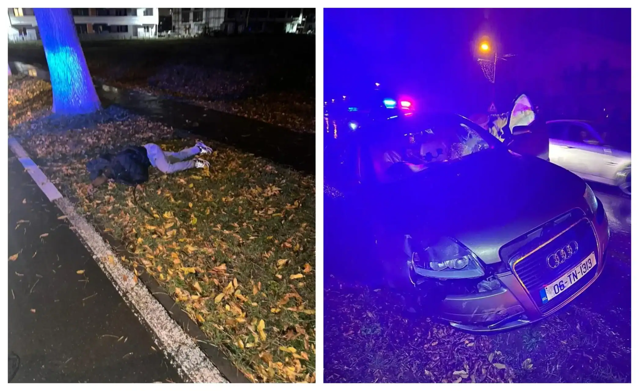 Un șofer beat și drogat, care a avariat mai multe autoturisme, a adormit pe gazon, până la sosirea echipajului de poliție