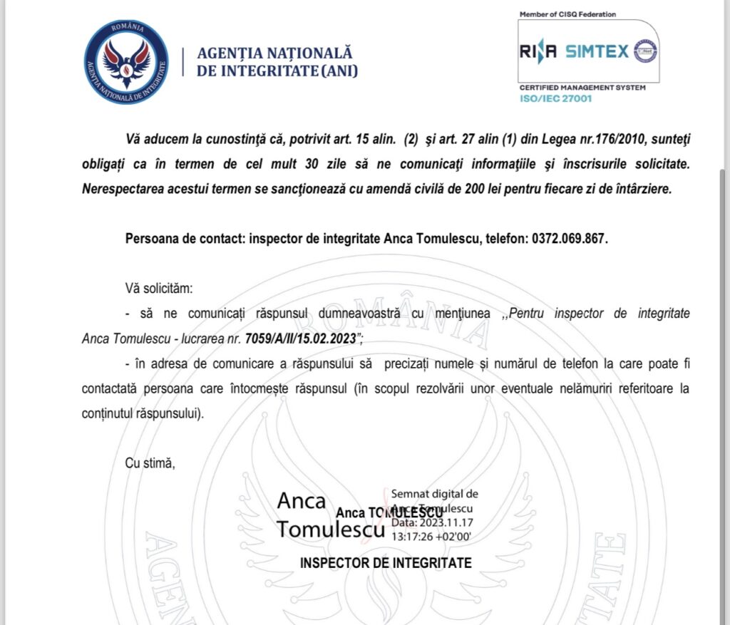 Noaptea minții! Agenția Națională de Integritate acuză Primăria Giroc de minciună și tăinuire în comunicarea instituțională privind conflictul de interese al fostei arhitecte-șefe Cristina Babescu 4