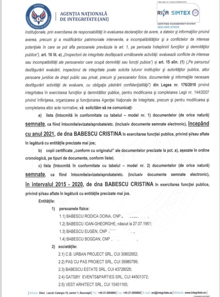 Noaptea minții! Agenția Națională de Integritate acuză Primăria Giroc de minciună și tăinuire în comunicarea instituțională privind conflictul de interese al fostei arhitecte-șefe Cristina Babescu 11