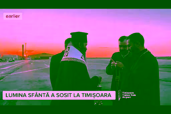 Lumina Sfântă de la Ierusalim a ajuns la Timișoara. Moment solemn pe aeroportul internațional