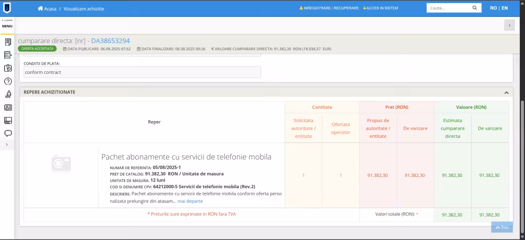 Directorul STPT, fost șef în Telekom, dă direct fostei sale companii un contract de 91.000 lei.