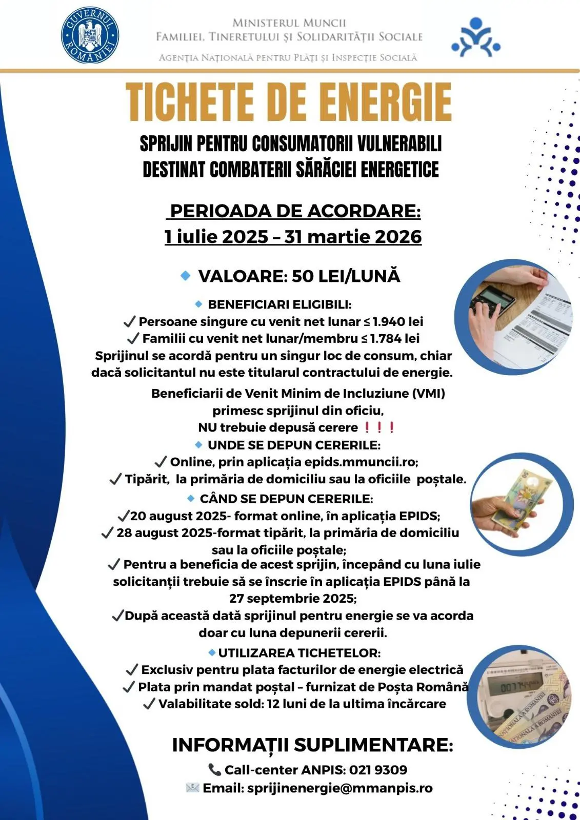 Tichete electronice de energie pentru consumatorii casnici vulnerabili