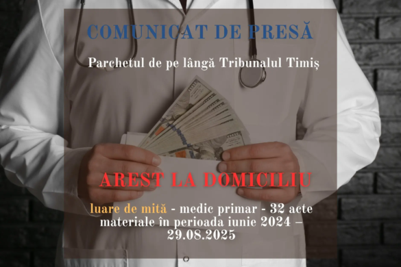 Medic primar din Făget, 32 de șpăgi încasate, trimis în arest la domiciliu. Hoțul de salam rămâne după gratii