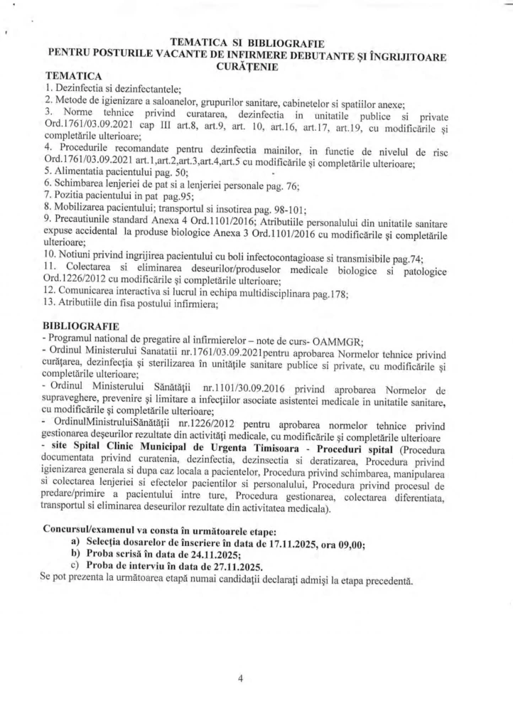 Angajări cu dedicație la Spitalul Municipal Timișoara-4