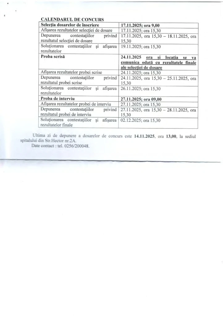 Angajări cu dedicație la Spitalul Municipal Timișoara-5