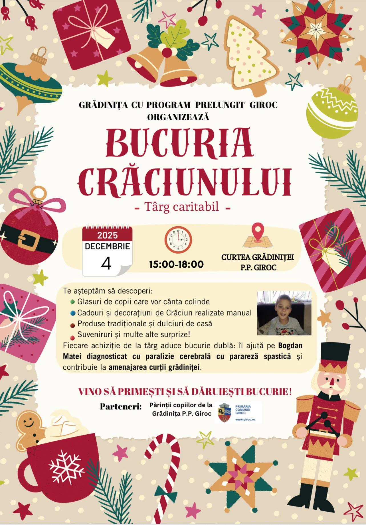 Târg caritabil la GPP Giroc pentru susținerea terapiilor unui copil și modernizarea curții