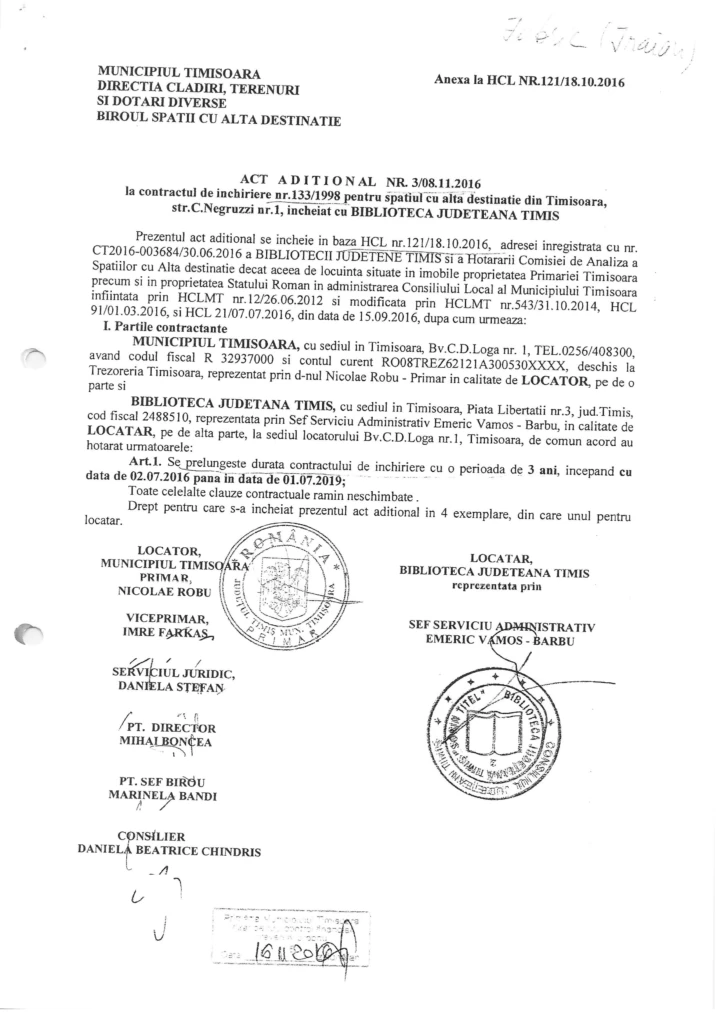 Ruben Lațcău și Dominic Fritz, prinși cu minciuna. Actul Adițional din 2022 dovedește că Primăria avea obligația reabilitării bibliotecii Traian