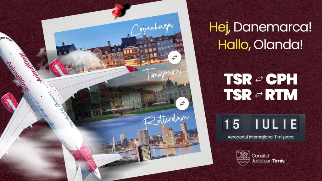 Zboruri Timișoara Copenhaga Rotterdam operate de Animawings