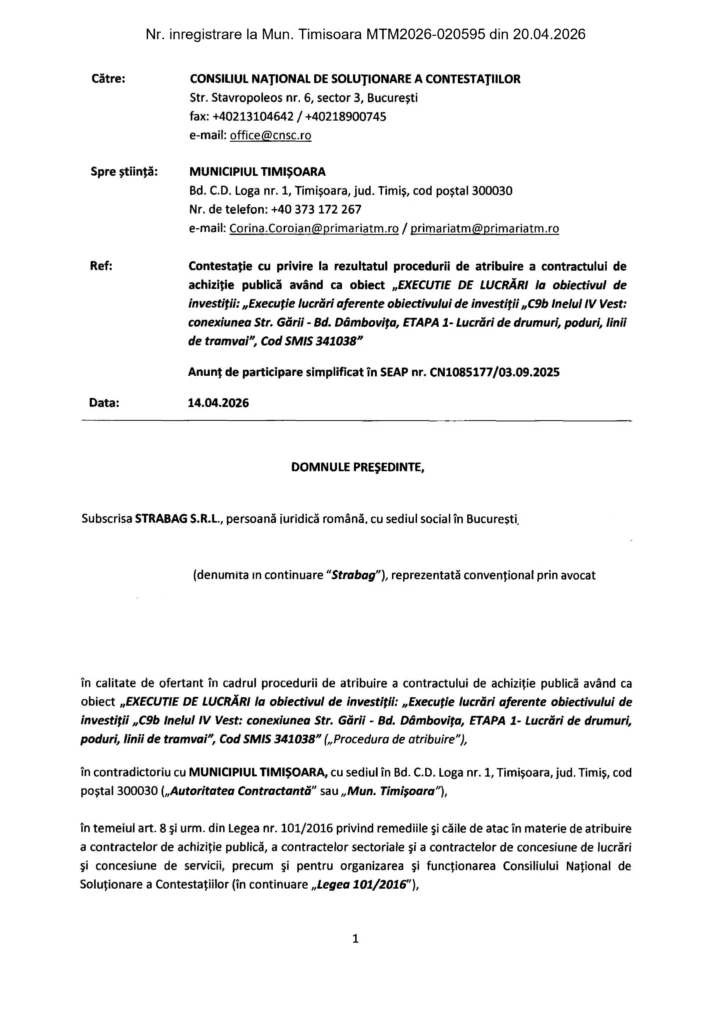 Contestatie inregistrata la Mun. Timisoara cu numarul MTM2026-020595 din 20.04.2026_page-0001