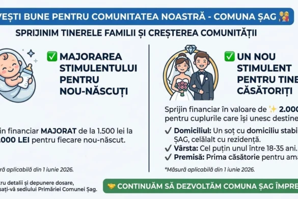 Primăria Șag majorează sprijinul pentru nou-născuți și introduce ajutor pentru tinerii căsătoriți