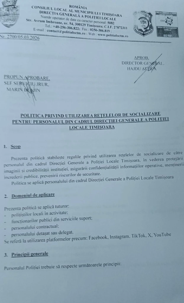 Useriștii din Poliția Locală Timișoara: un pas spre dictatură sub masca protecției instituționale