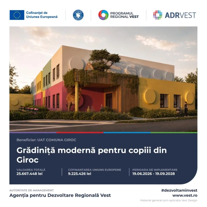 Giroc construiește o nouă grădiniță cu fonduri europene. Investiția depășește 25,6 milioane de lei Giroc-construieste-o-noua-gradinita