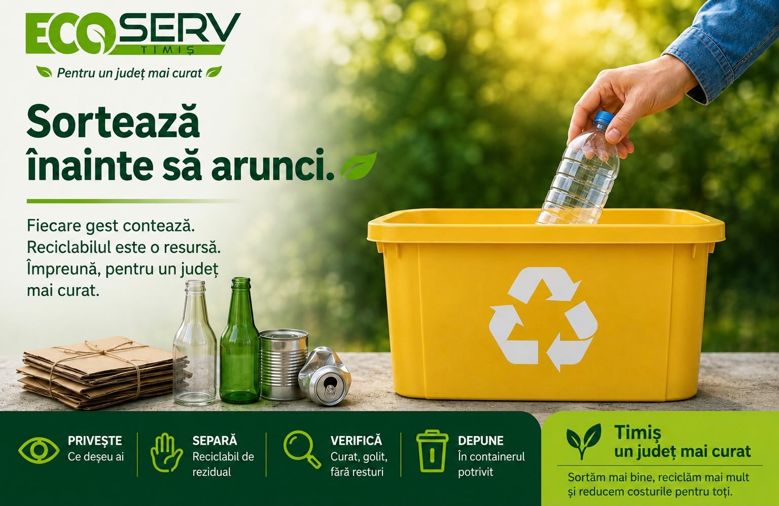ECO SERV Timiș: ambalajele curate ajută reciclarea