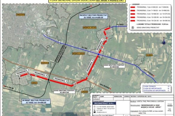 DJ 595D Moșnița Veche intră în licitație pe 12 km spre Giroc