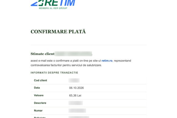 Plătit și tot dator. RETIM cere din nou banii unei facturi deja achitate