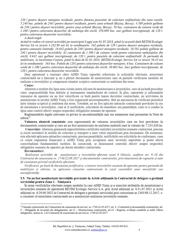 ADID Timiș, raportul Camerei de Conturi Timiș nr. 46847/09.07.2026, pagina 9