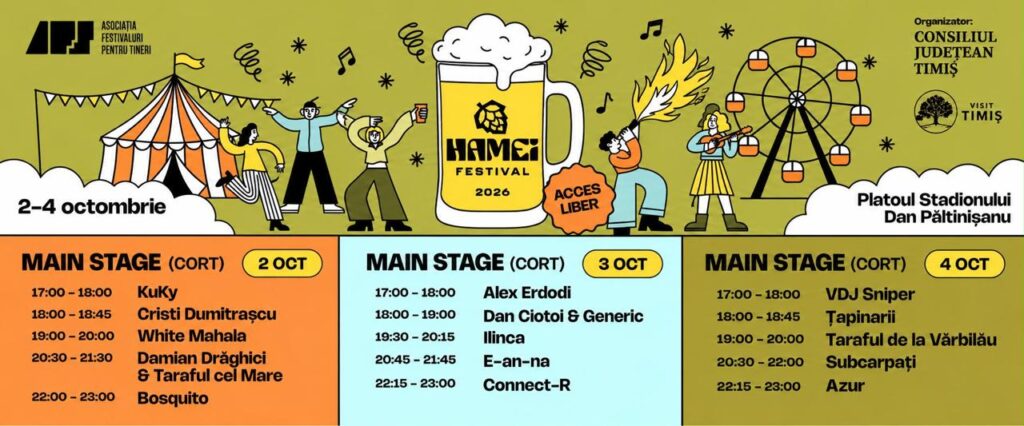 Hamei Festival 2026: trei zile de concerte și cel mai mare parc de distracții din România, la Timișoara